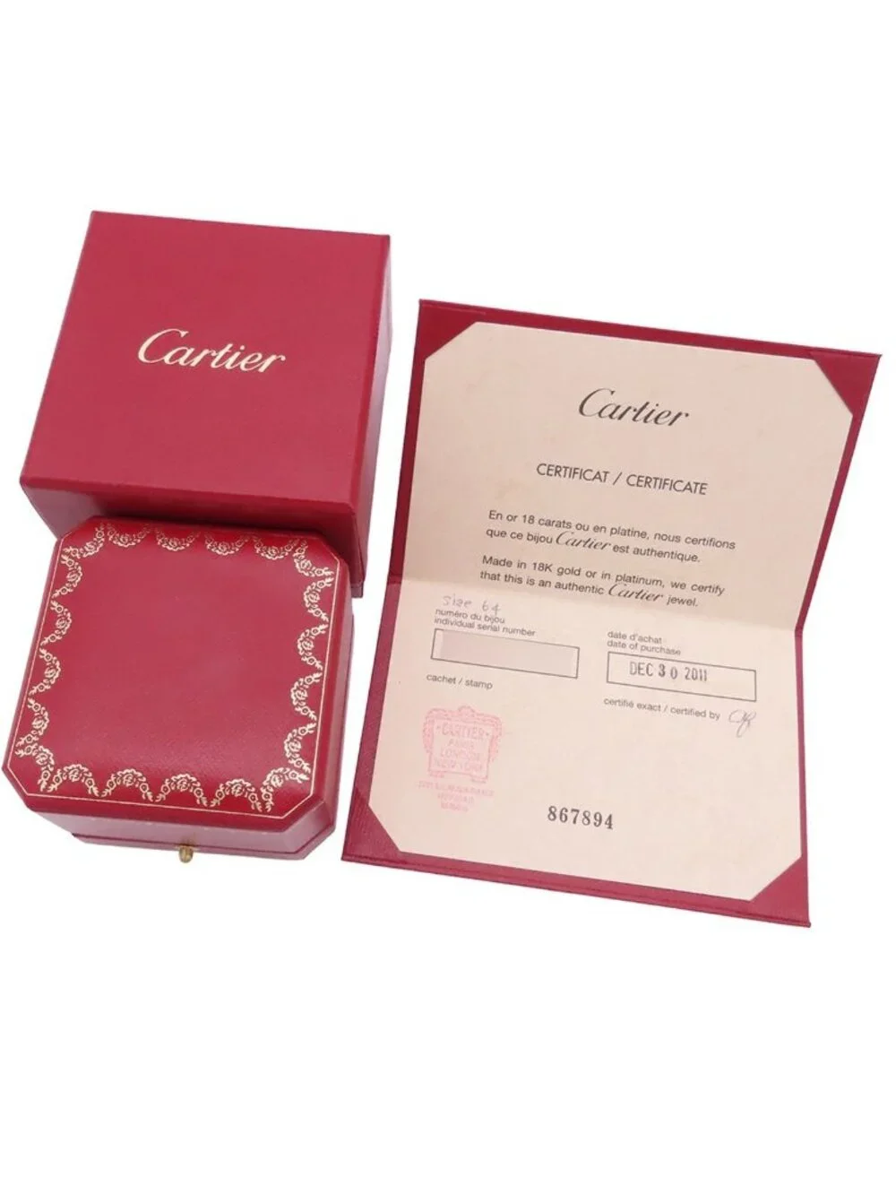 Cartier Tank Francaise Ring White Gold 18K 64